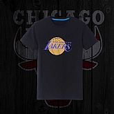 Men's Lakers Fresh Logo Black Short Sleeve T-Shirt FengYun,baseball caps,new era cap wholesale,wholesale hats